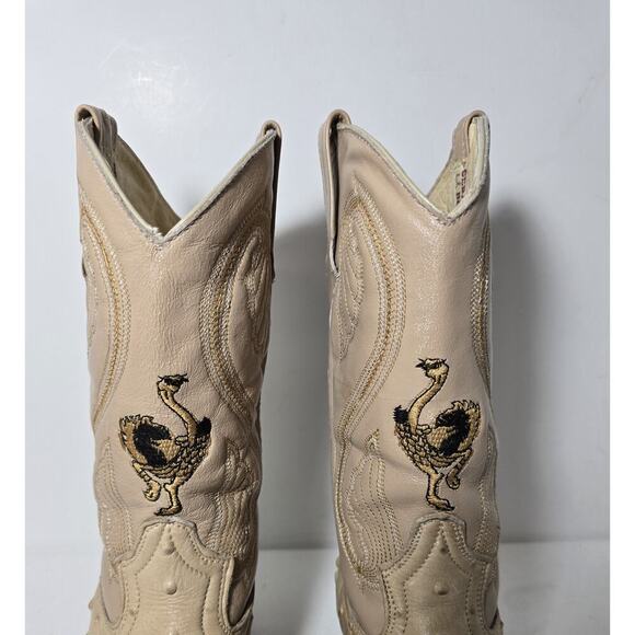 Sebastians Mexican Cowboy Boots Leather & Ostrich Mex 24 1/2 US MEN 5.5 WM 7-7.5 - Picture 4 of 12